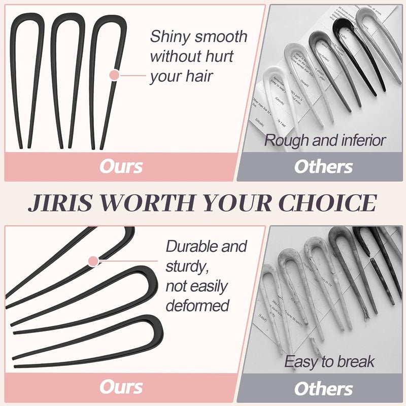 JIRIS 2PCS 5.5Inch French Hair Pins Large U-Shaped Pins for Women and Girls Fashion Metal Hair Pin French Twist Hair Pins for Buns, Updos,Stylish and Functional(set3-black) - Image 3